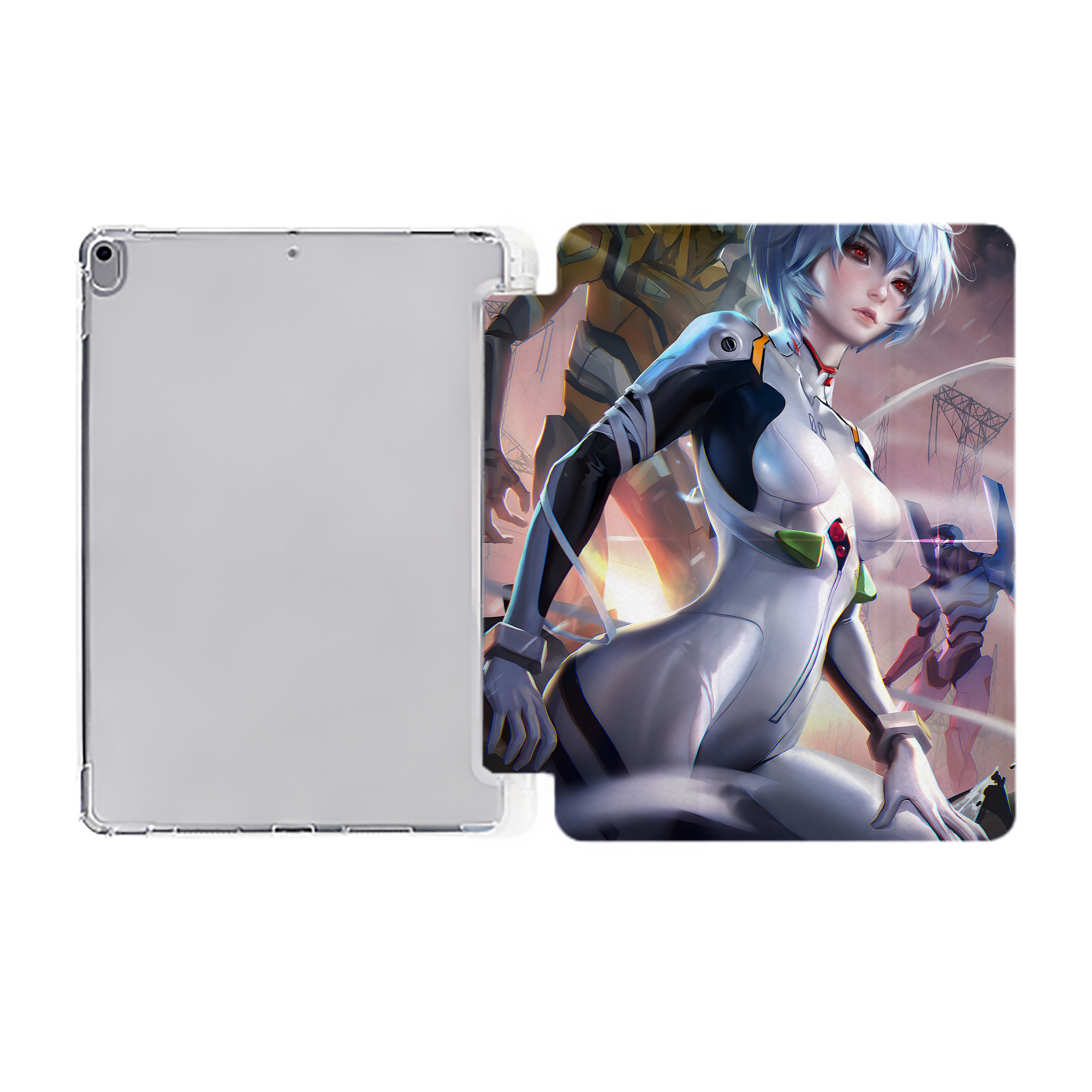 （画像用） EVA 新世紀エヴァンゲリオン IPad ケース ペン収納付き 三つ折りスタンド PUレザー×シリコン 対応機種9.5/10.5/10.9インチ